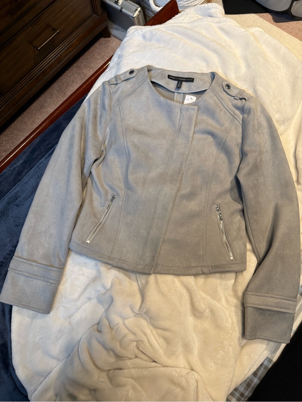 Authentic White House Black Market Ultra Suede Moto Jacket